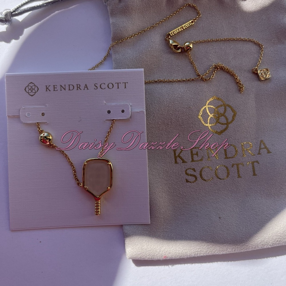 ✨Kendra Scott Pickleball Gold Short Pendant Necklace Ivory Mother-of-Pearl New✨ - Picture 5 of 7